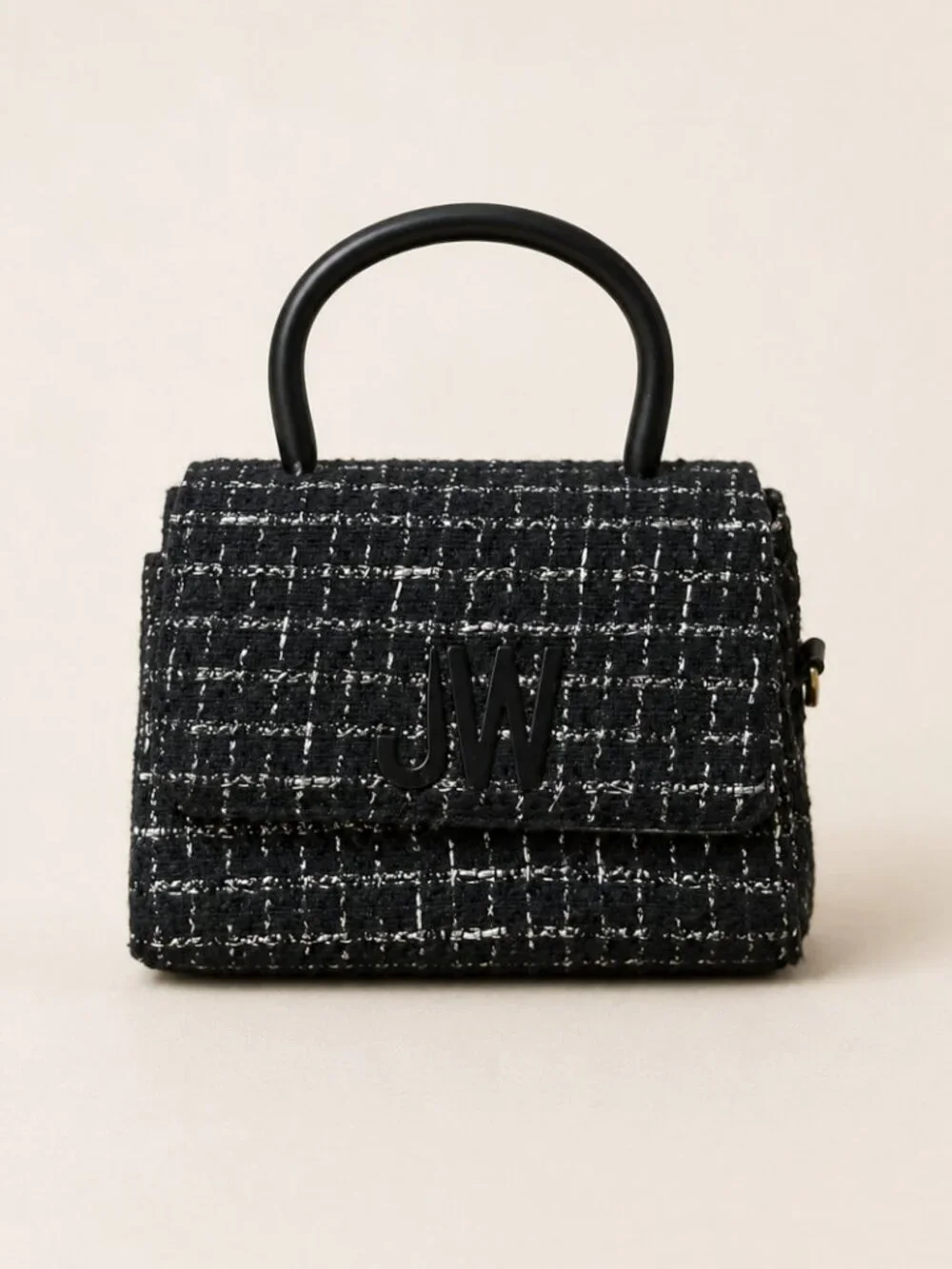 Jason Wu Mini Tweed Top Handle Crossbody Bag Black Lurex Woven Texture - Picture 7 of 15